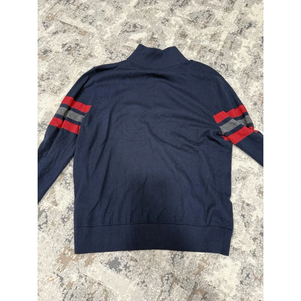 Brooks Brothers Wool Blend‎ 1/4 Zip Mock Neck Sweater Men's L Gray Stripes